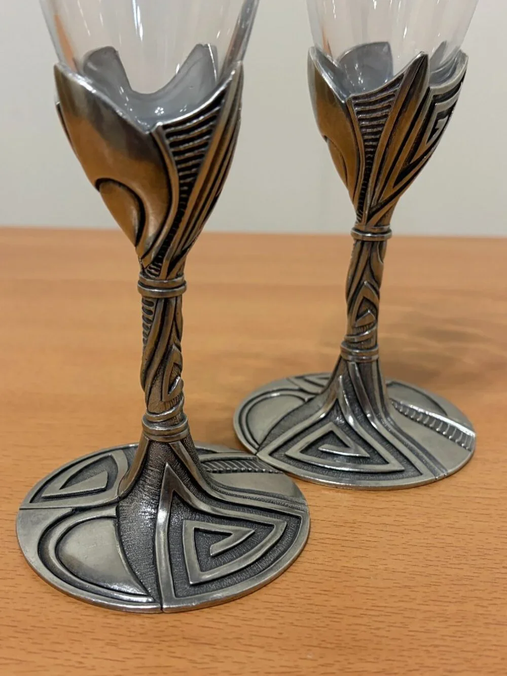 Heritage Metalworks Set of Two 1996 Pewter Champagne Glasses